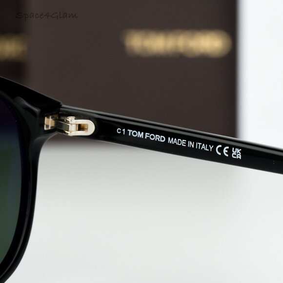 BRAND NEW Tom Ford Women Sunglasses Black Green Polar Pilot PRESCOTT FT1027 01R main image 4